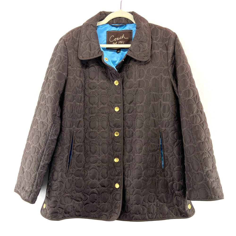 Coach Brown Quilted Jacket with Blue Lining